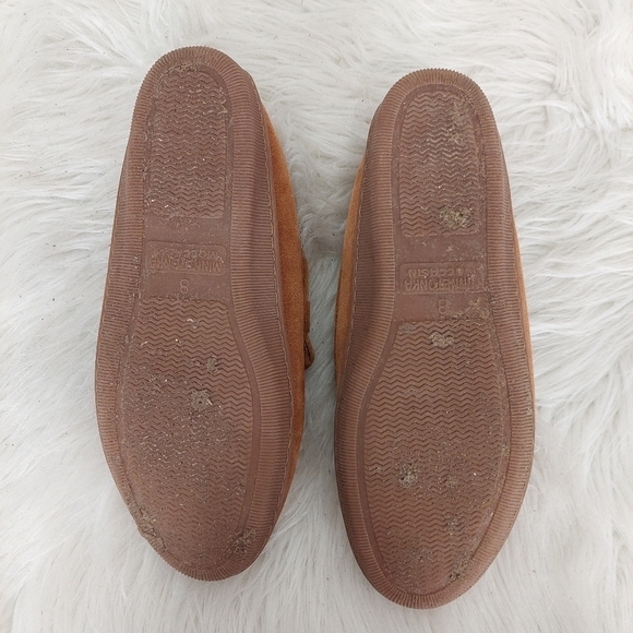 Minnetonka Brown Suede Moccasin Slipper Womens Sz 8 Rubber Sole Shoe 3502 - Picture 10 of 10